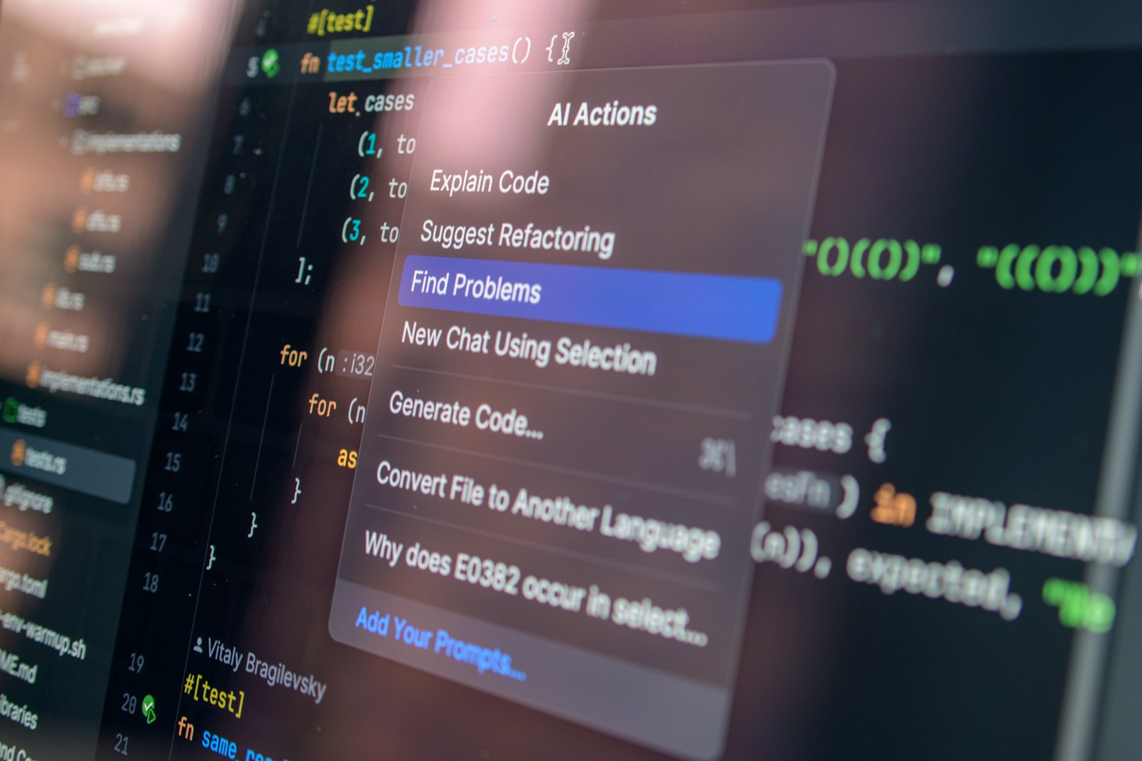 Computer screen showing an AI code generation interface