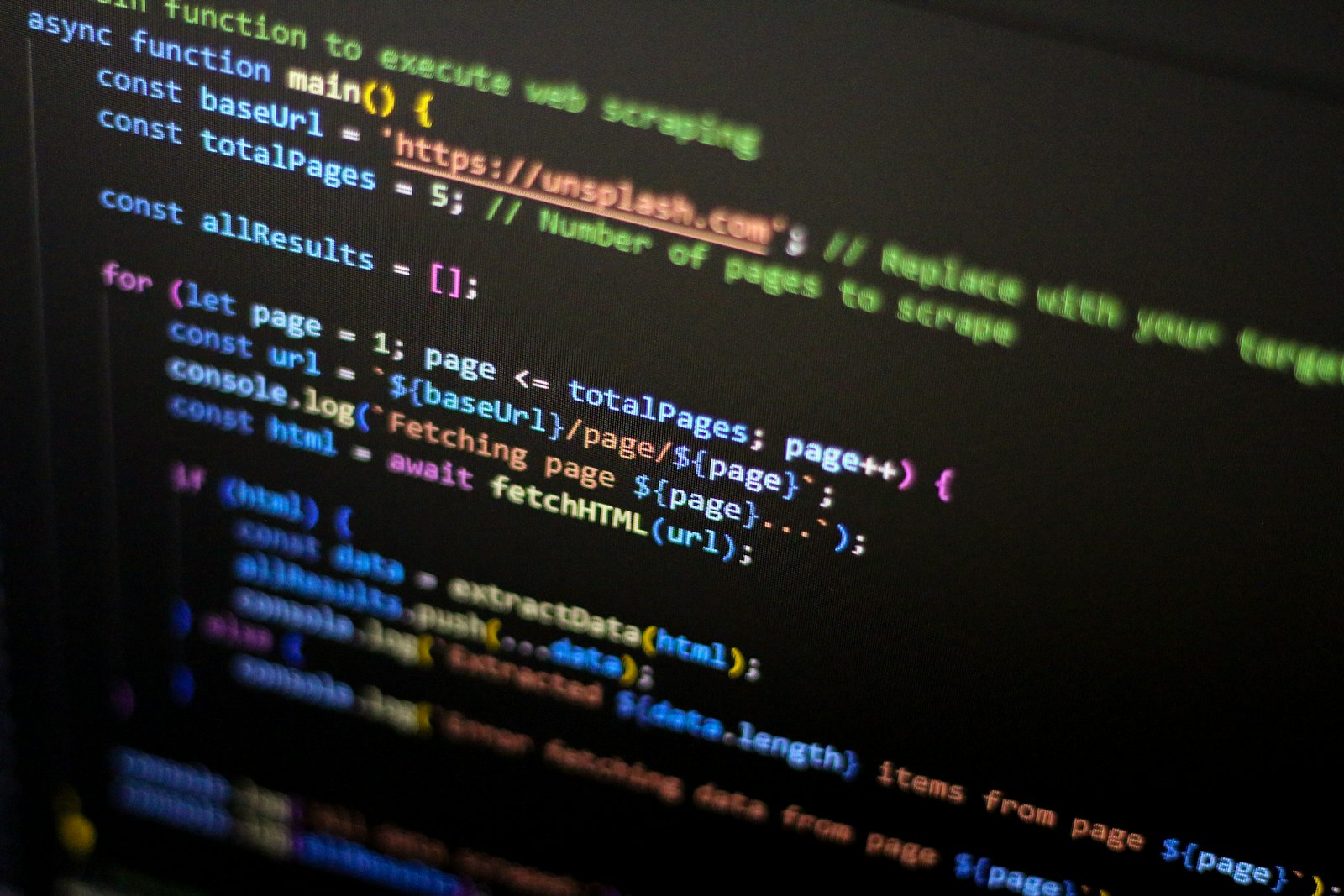 Computer screen displaying lines of code in an editor