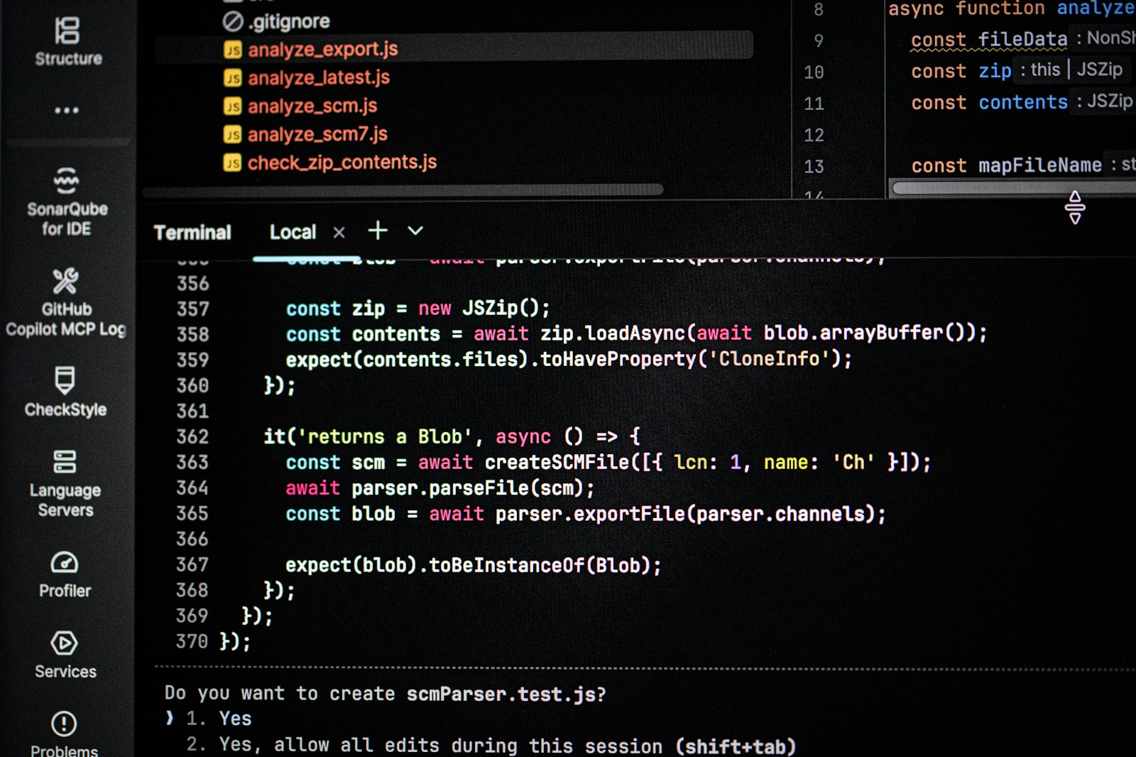 Code displayed on a computer screen during a technical review
