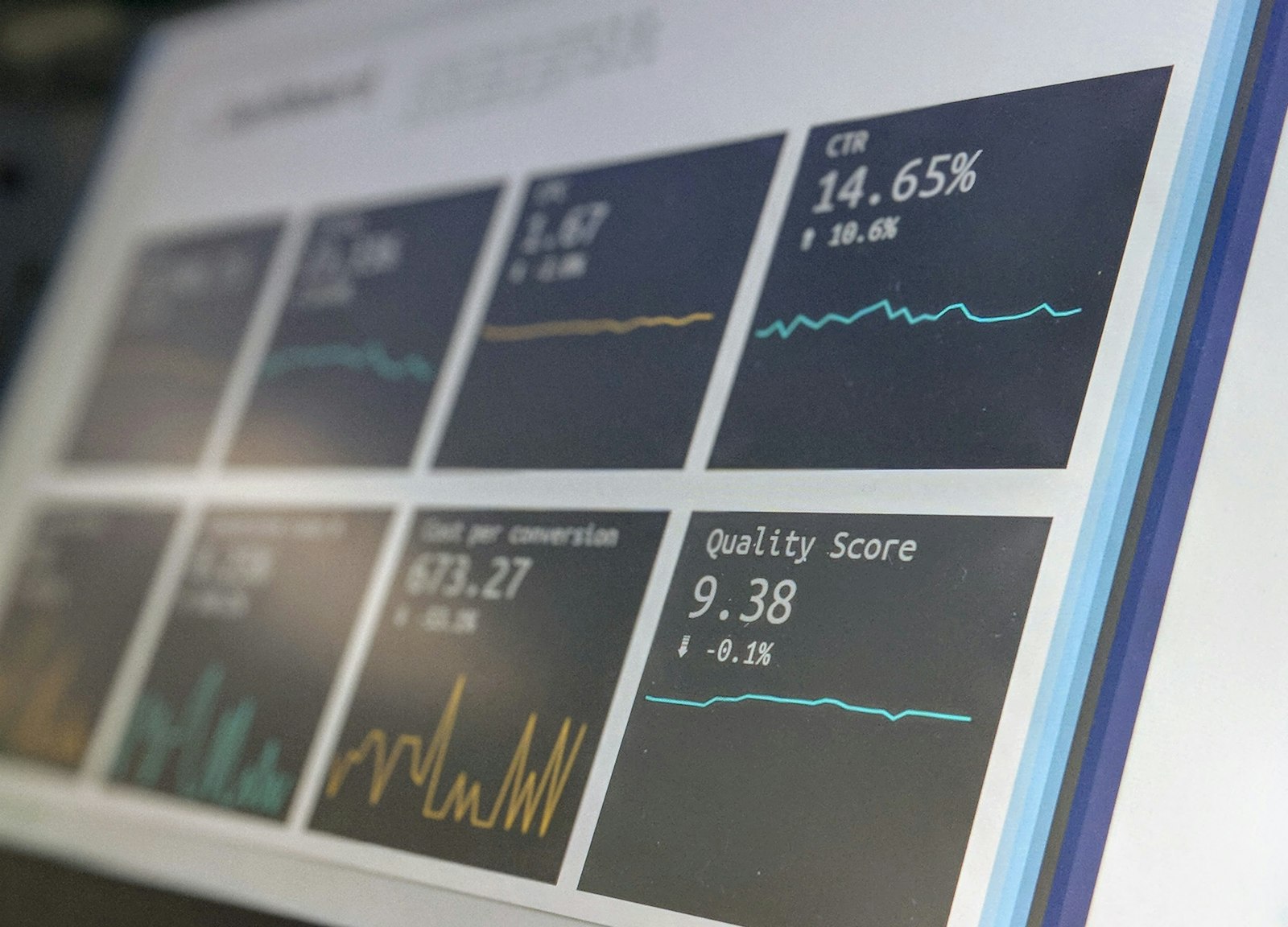 Monitoring dashboard displayed on a screen tracking usage metrics