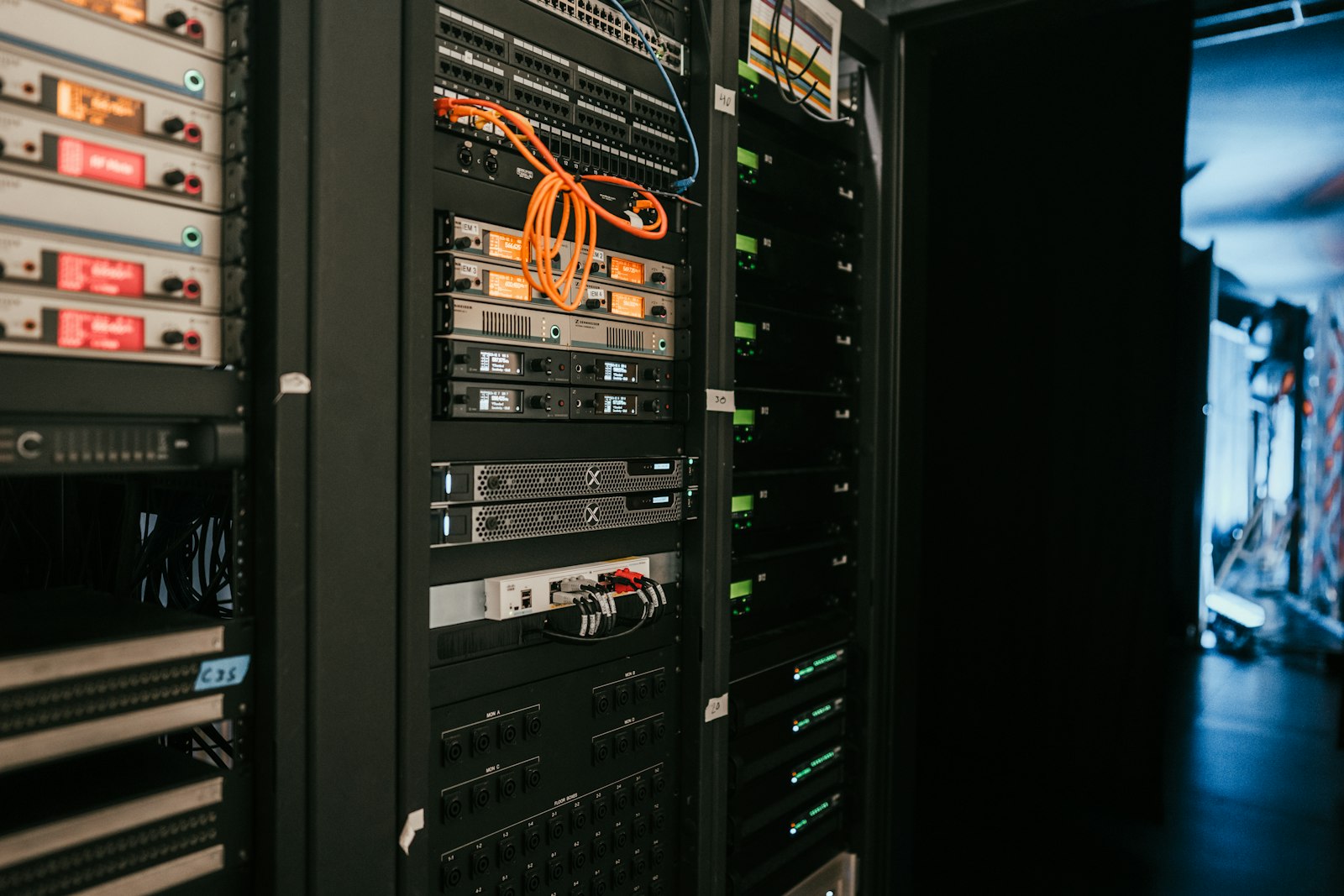 Rack of servers running in a data center