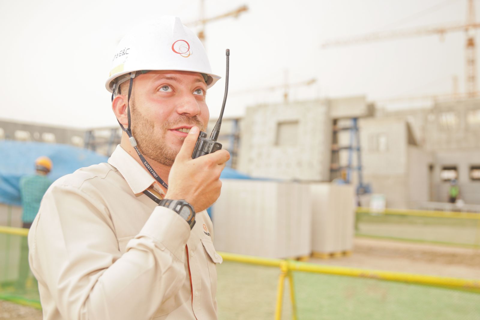 Construction worker on an active building site